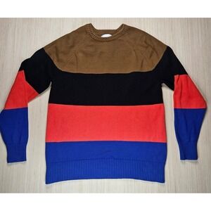 American Eagle Outfitters Men Sweater Size L Knit Striped Colorblock Cotton‎ Y2K